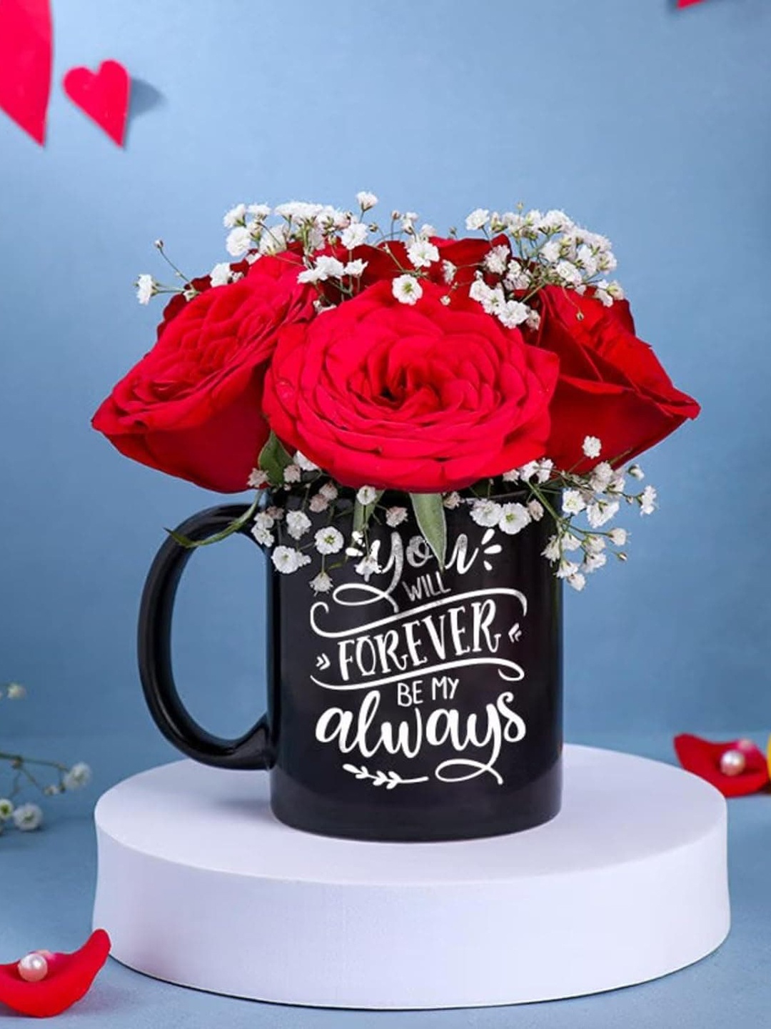 

Floweraura 6 Pieces Red Roses Fresh Flowers Bouquet In Mug