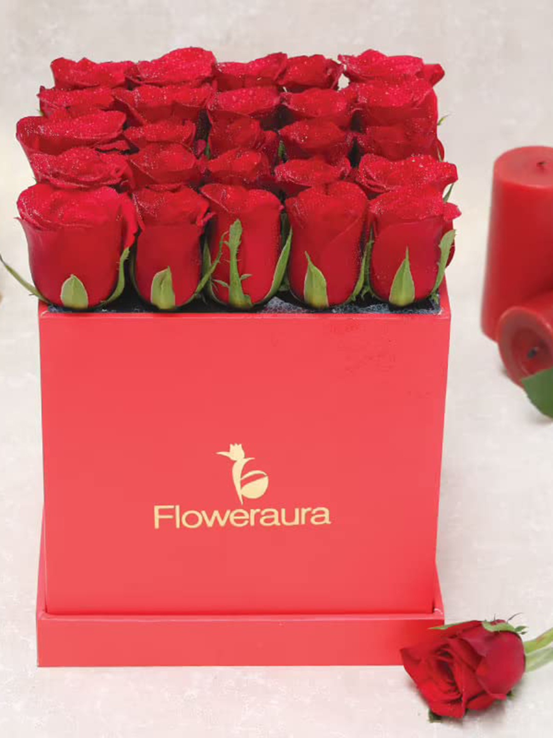 

Floweraura 25 Pieces Red Roses Fresh Flowers With Box