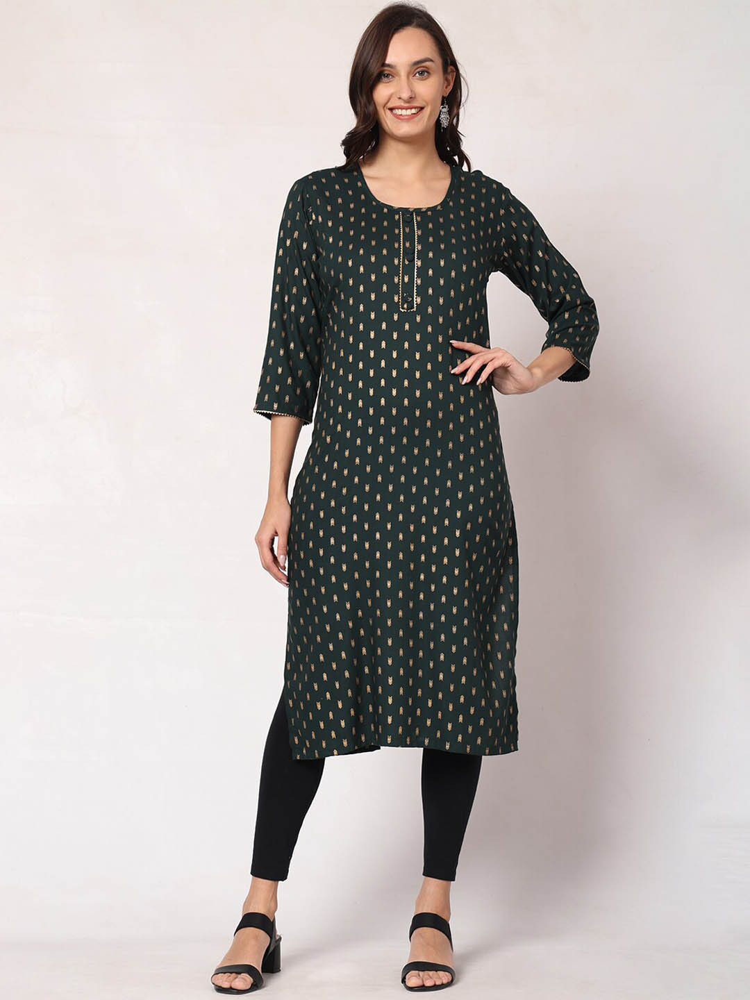

GOCHIKKO Geometric Printed Kurta, Green