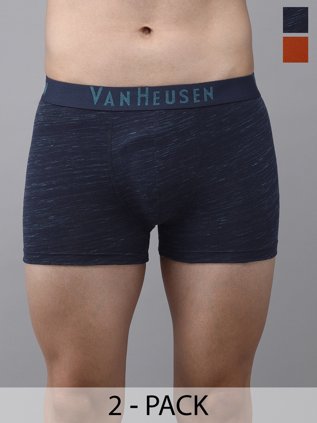 

Van Heusen Pack Of 2 Mid Rise Trunks, Navy blue