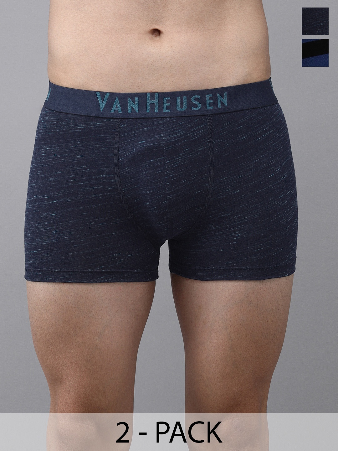 

Van Heusen Pack Of 2 Mid Rise Trunks, Navy blue