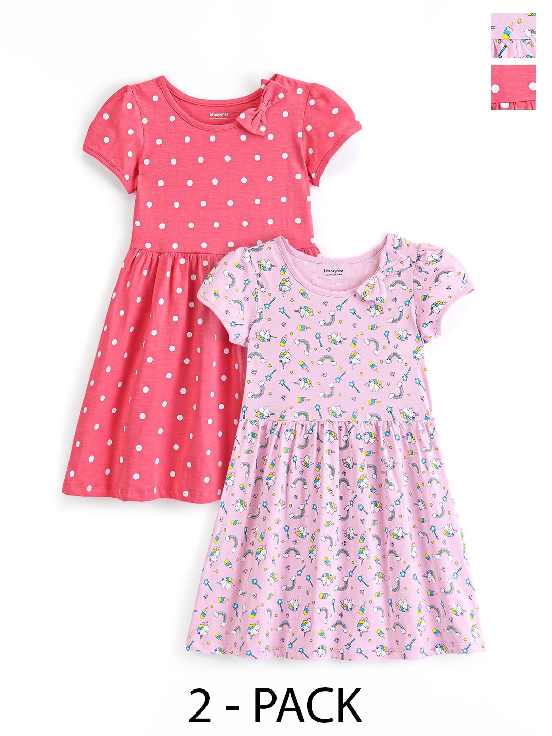 

Honeyhap Girls Pack of 2 Fit & Flare Dress, Pink