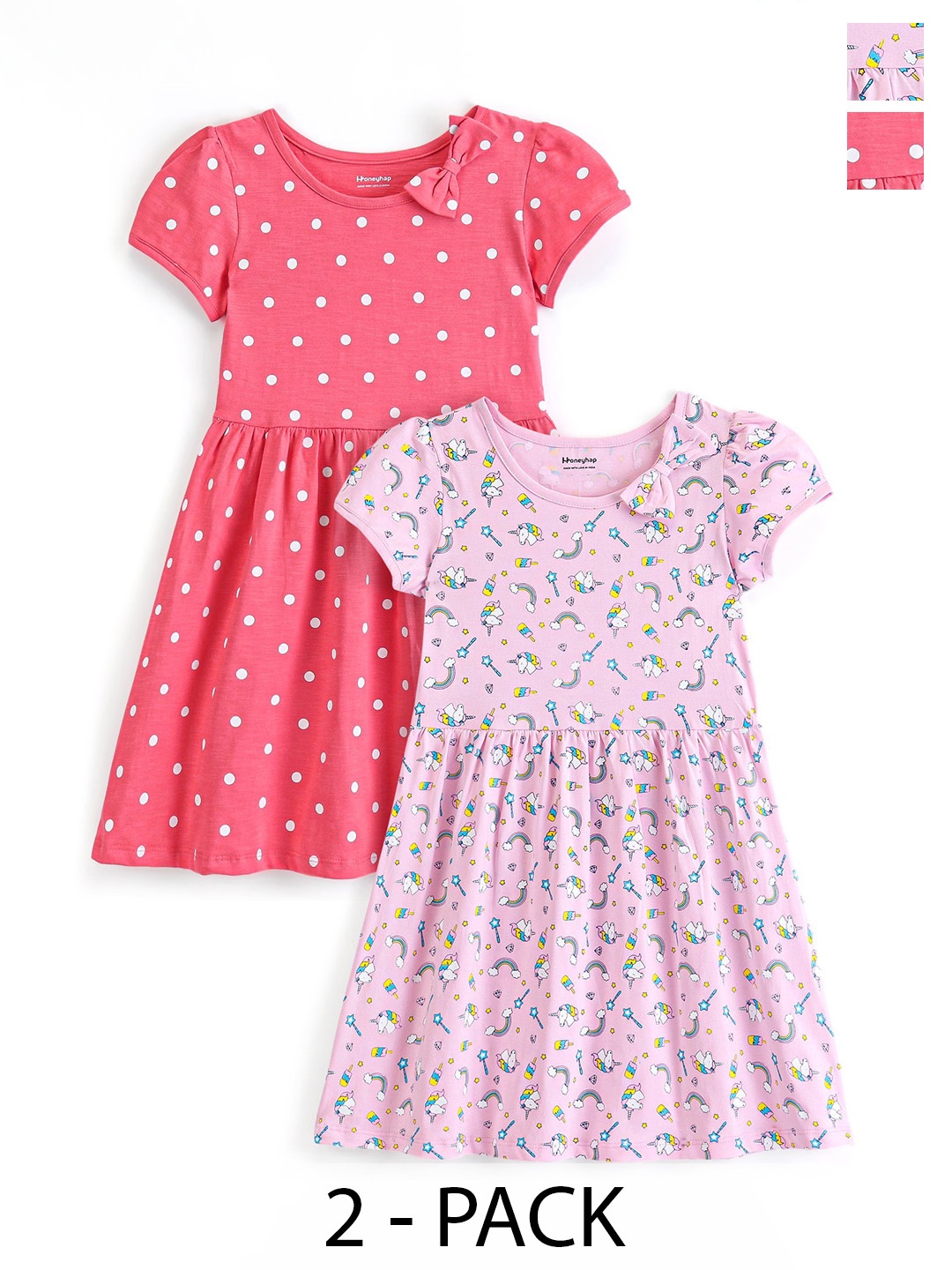 

Honeyhap Girls Pack of 2 Fit & Flare Dress, Pink