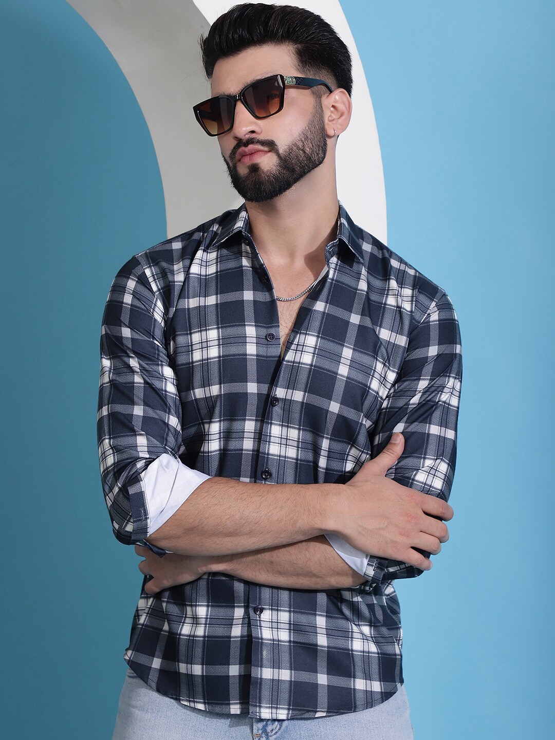 

Indian Needle Classic Tartan Checks Casual Shirt, Charcoal