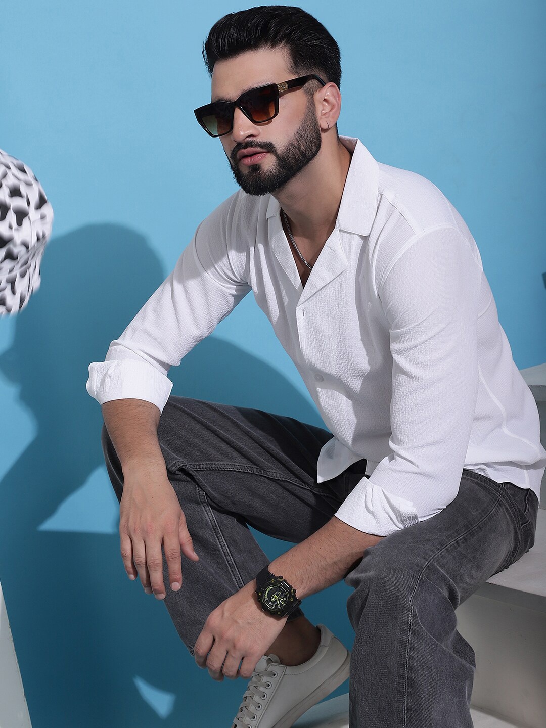 

Indian Needle Classic Spread Collar Long Sleeves Cotton Casual Shirt, White