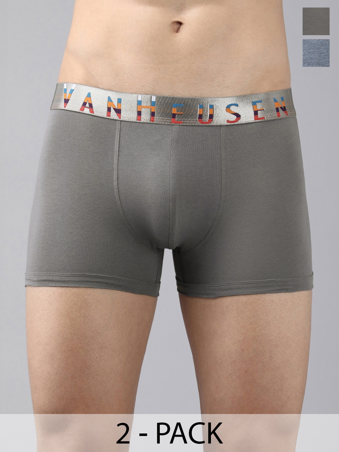 

Van Heusen Pack Of 2 Cotton Stretch Trunks, Grey