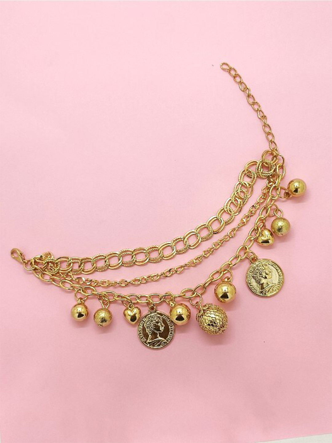 

FEMMIBELLA Gold-Plated Charm Bracelet