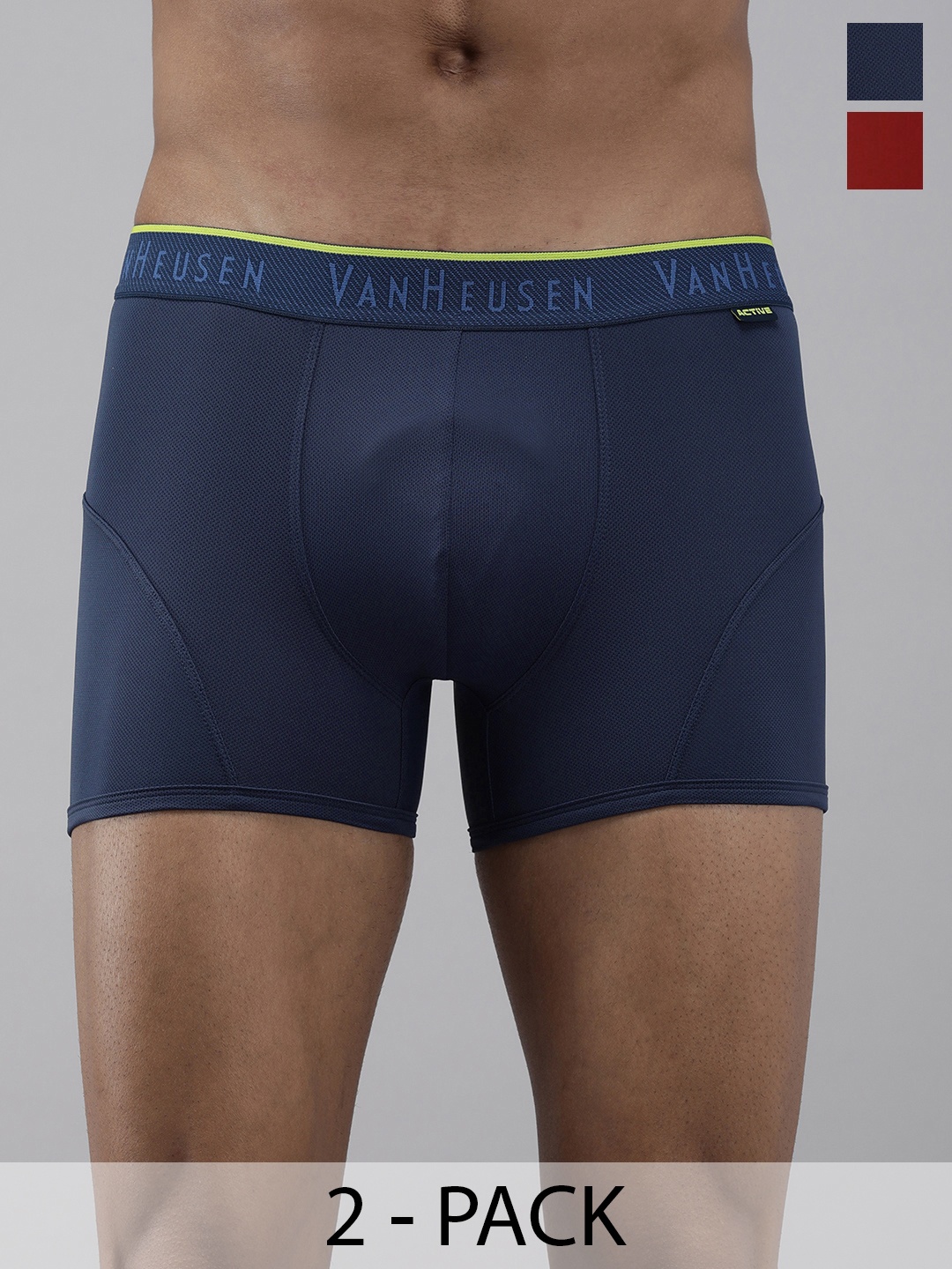 

Van Heusen Pack Of 2 Mid Rise Trunks, Navy blue