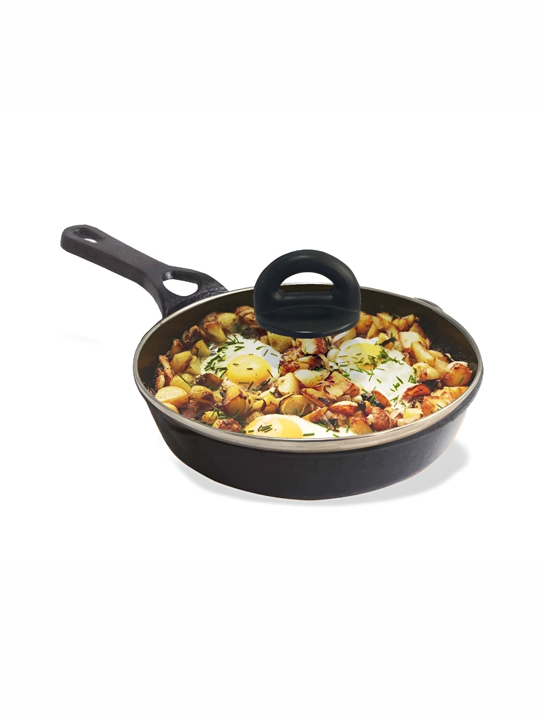 

The Indus Valley Black Induction Base Frying Pan With Lid