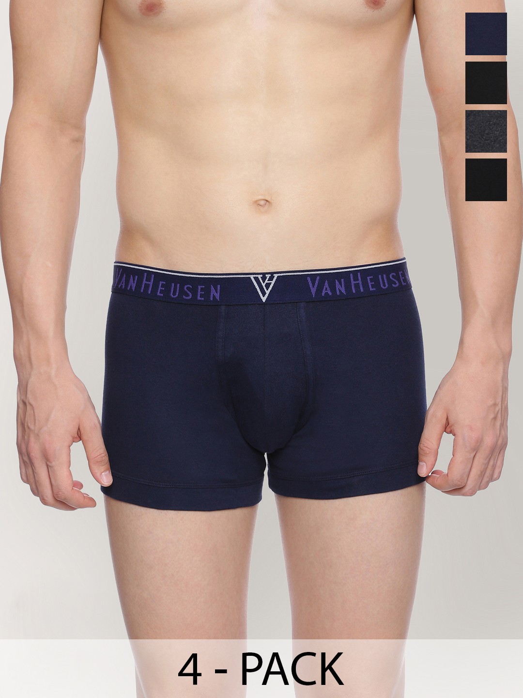 

Van Heusen Pack Of 4 Mid Rise Trunks, Navy blue