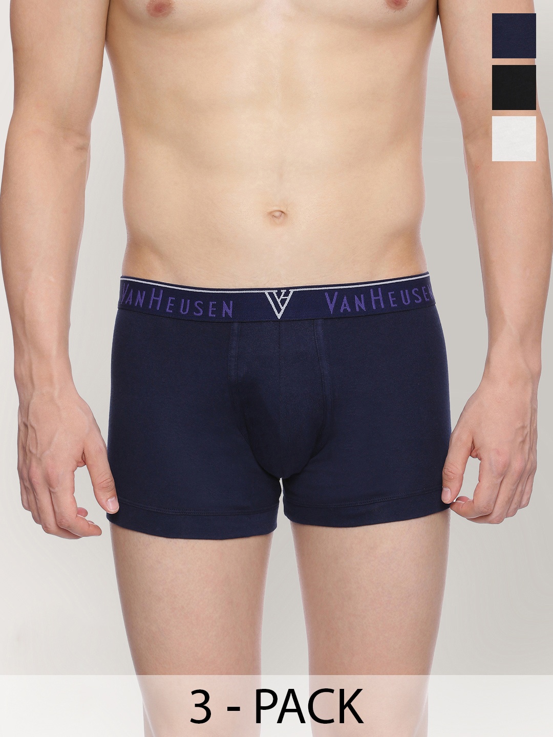 

Van Heusen Pack of 3 Mid Rise Trunks, Navy blue