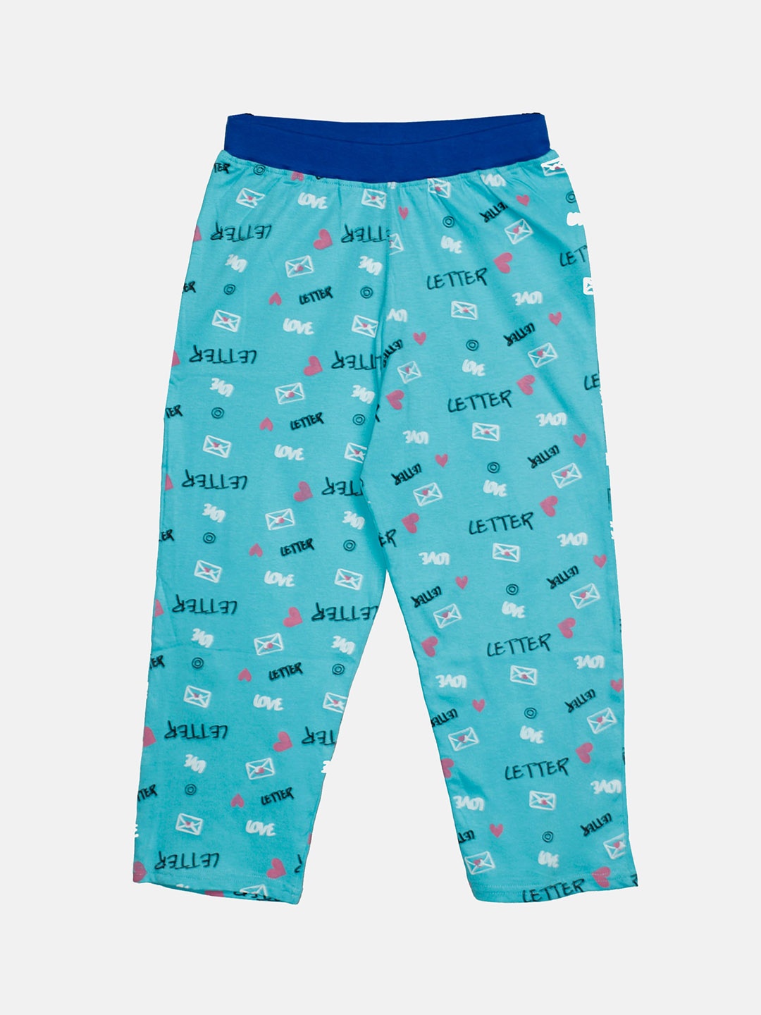 

KiddoPanti Girls Printed Cotton Lounge Pants, Blue