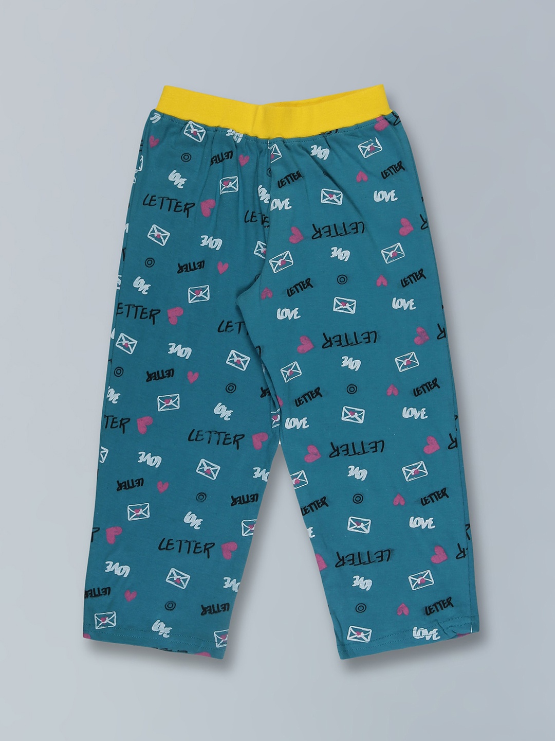 

KiddoPanti Girls Printed Cotton Lounge Pants, Teal