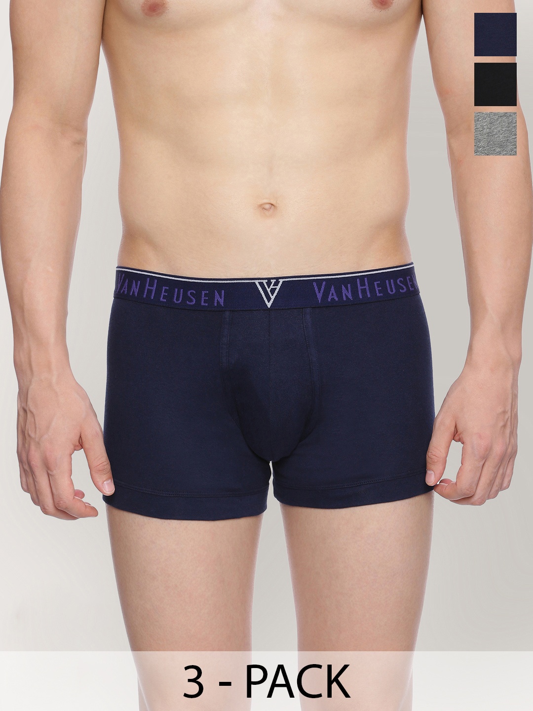 

Van Heusen Pack Of 3 Outer Elastic Trunks, Navy blue