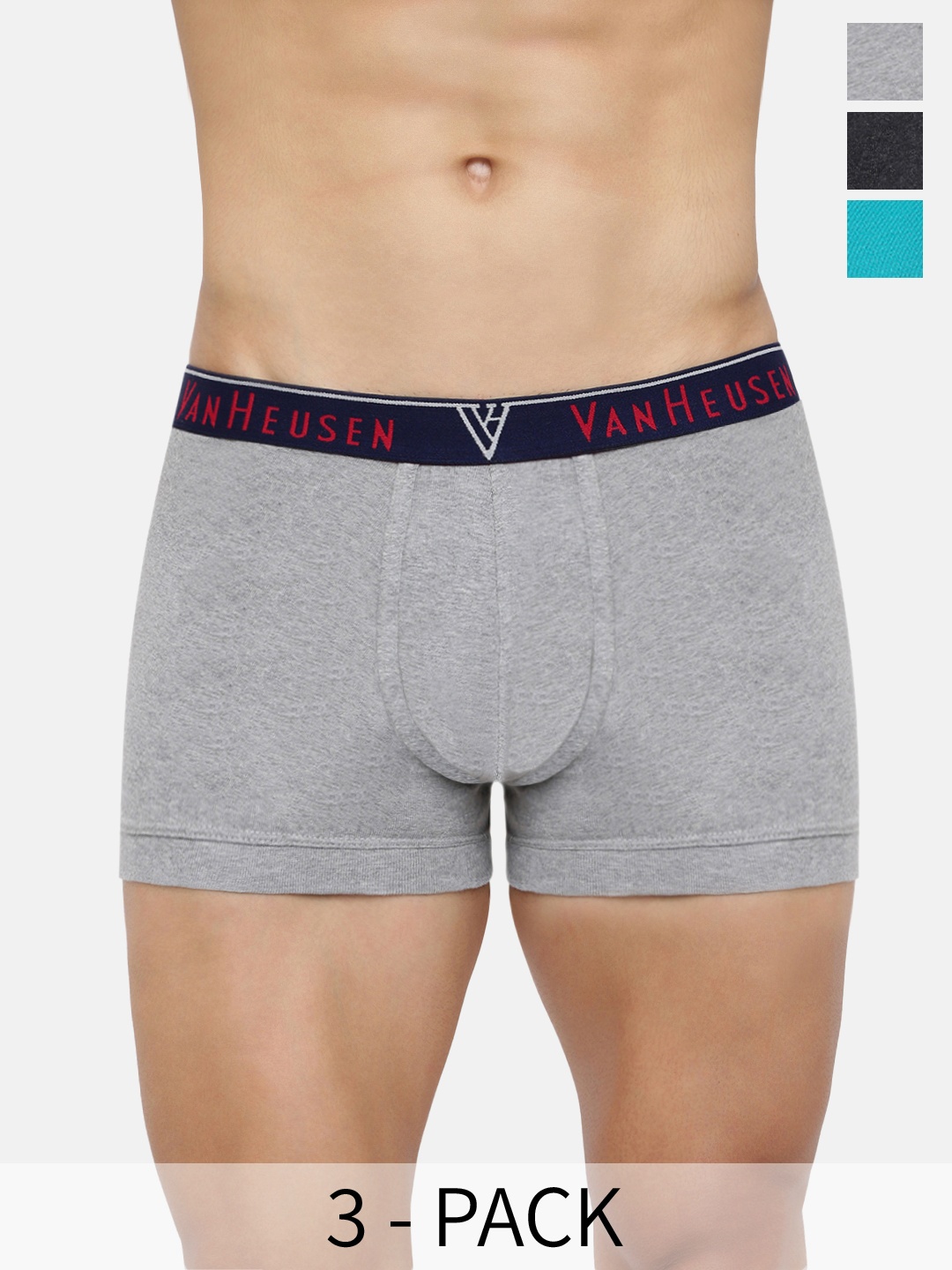 

Van Heusen Pack Of 3 Mid Rise Trunks, Grey