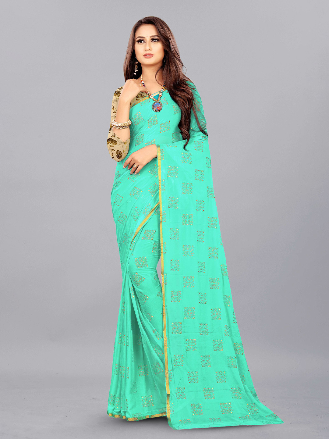

Aardiva Ethnic Motifs Zari Pure Chiffon Saree, Na
