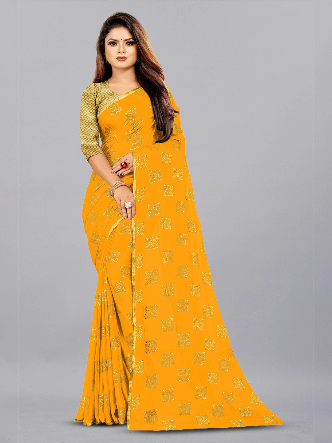 

Aardiva Ethnic Motifs Zari Pure Chiffon Saree, Yellow