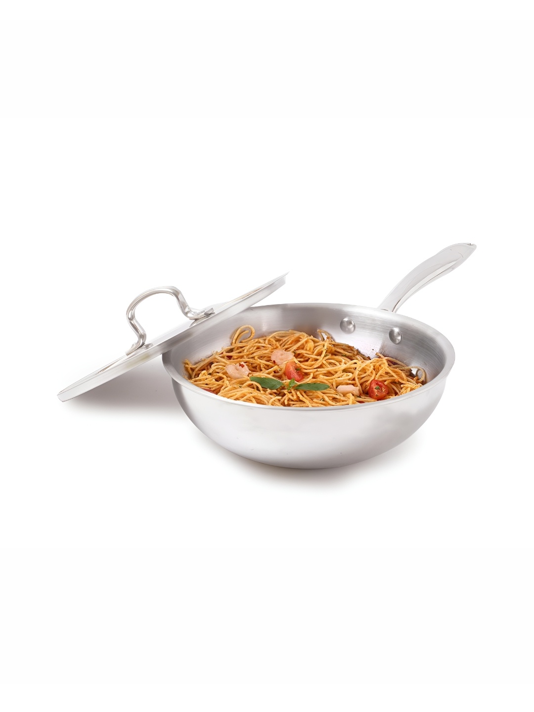 

The Indus Valley Silver-Toned Tri-Ply Stainless Steel Induction Base Kadhai or Wok