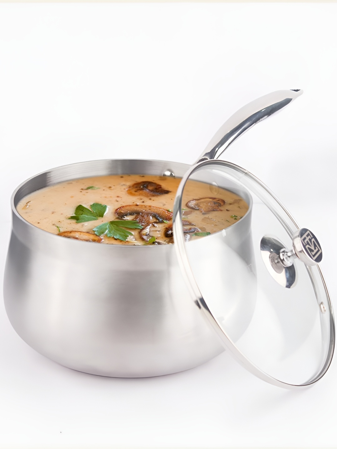 

The Indus Valley Silver-Toned Tri-Ply Stainless Steel Induction Base Sauce Pan