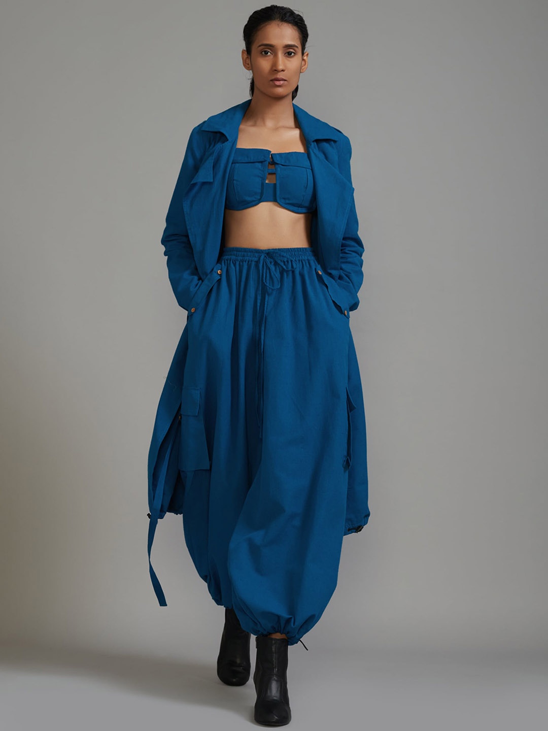 

MATI Longline Open Front Cotton Jacket, Blue