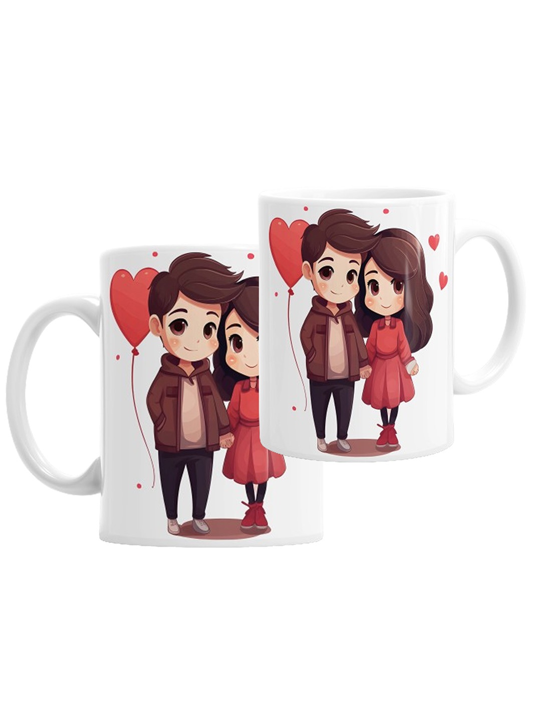 

SUBLIKRAFT White & Red 2 Pieces Printed Ceramic Glossy Mugs 330 ml Each