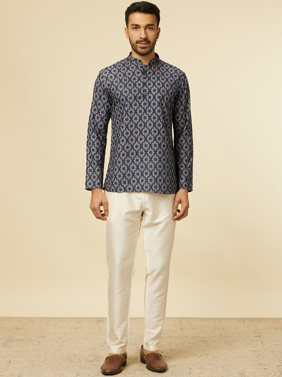 

Manyavar Ethnic Motifs Printed Straight Kurta, Blue