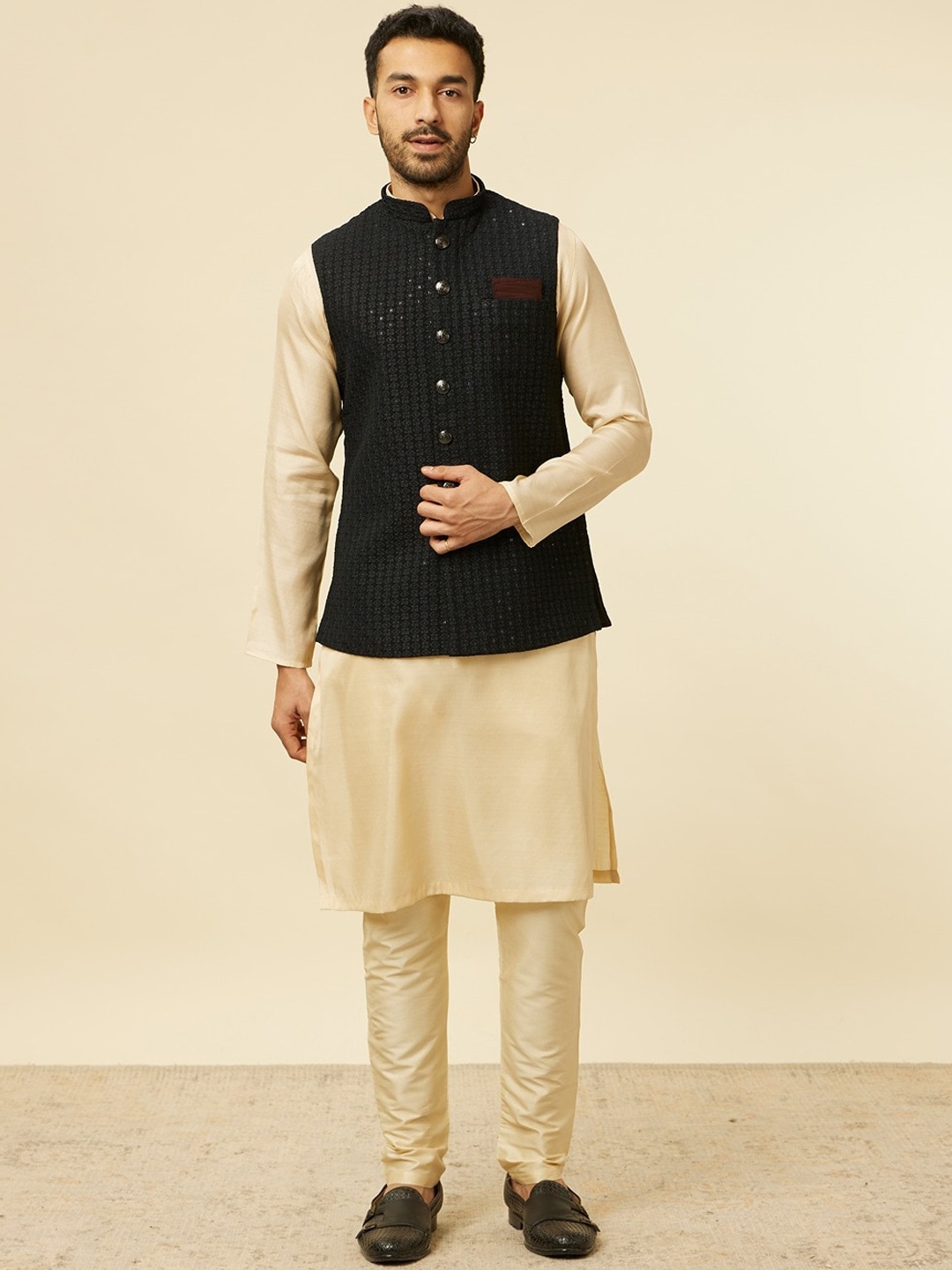 

Manyavar Embellished Nehru Jacket, Black