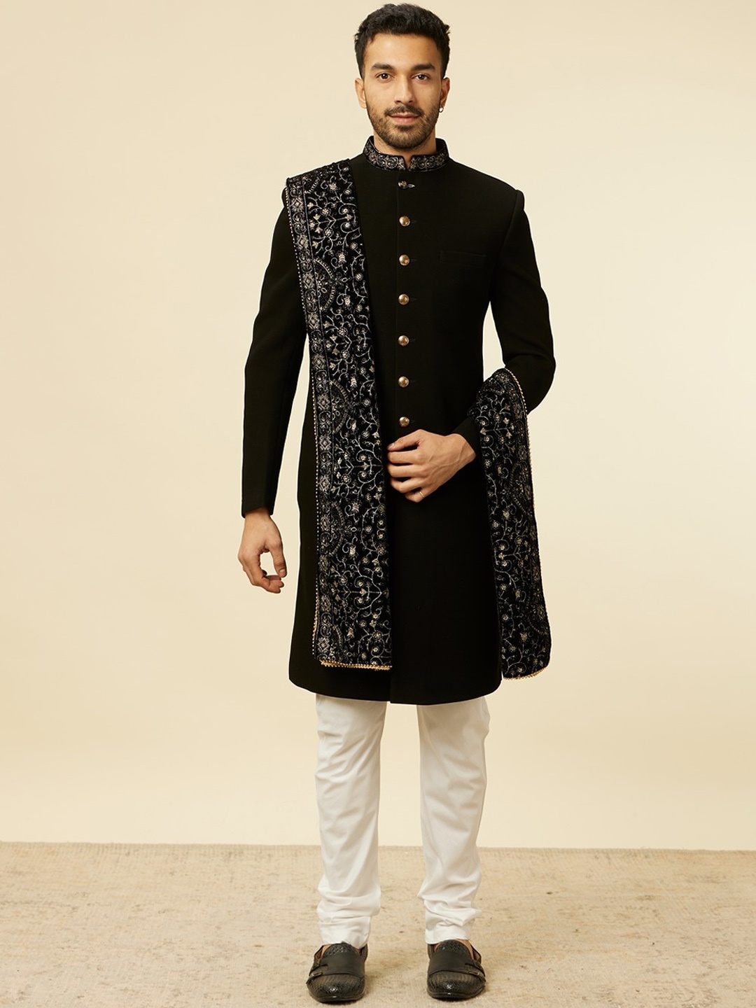 

Manyavar Embroidered Sherwani Set, Black