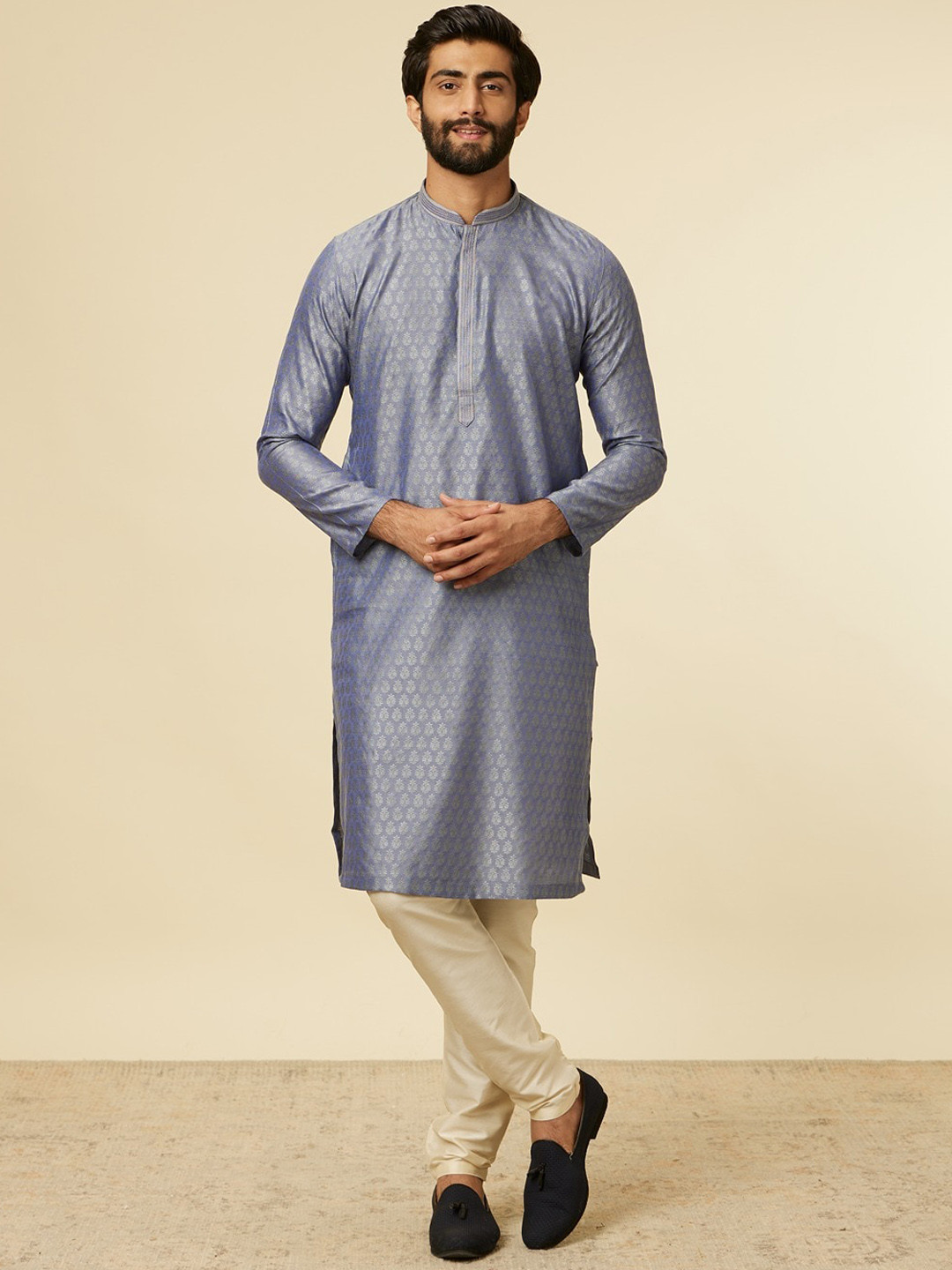 

Manyavar Ethnic Motifs Regular Kurta with Churidar, Blue