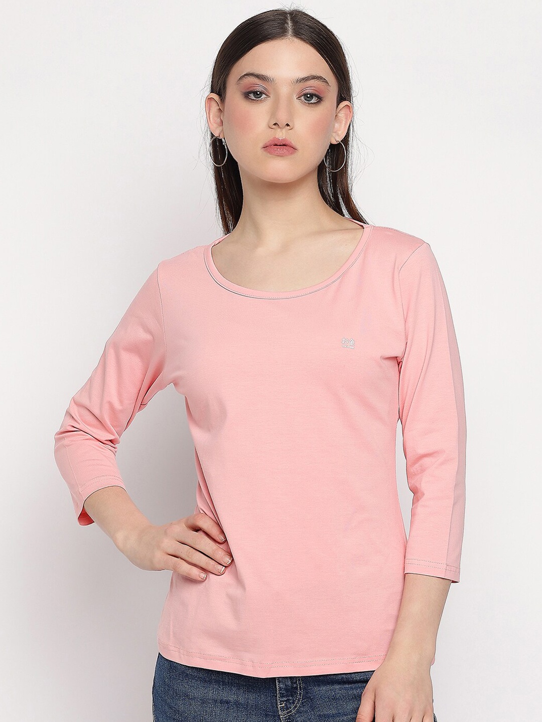 

Okane Round Neck Cotton T-shirt, Pink