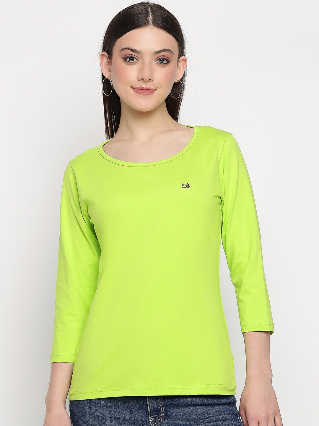 

Okane Round Neck Cotton T-shirt, Green