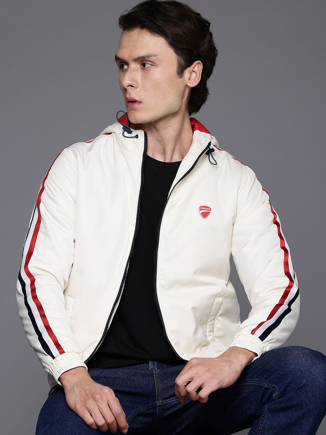 

Ducati Side Striped Hooded Padded Jacket, White