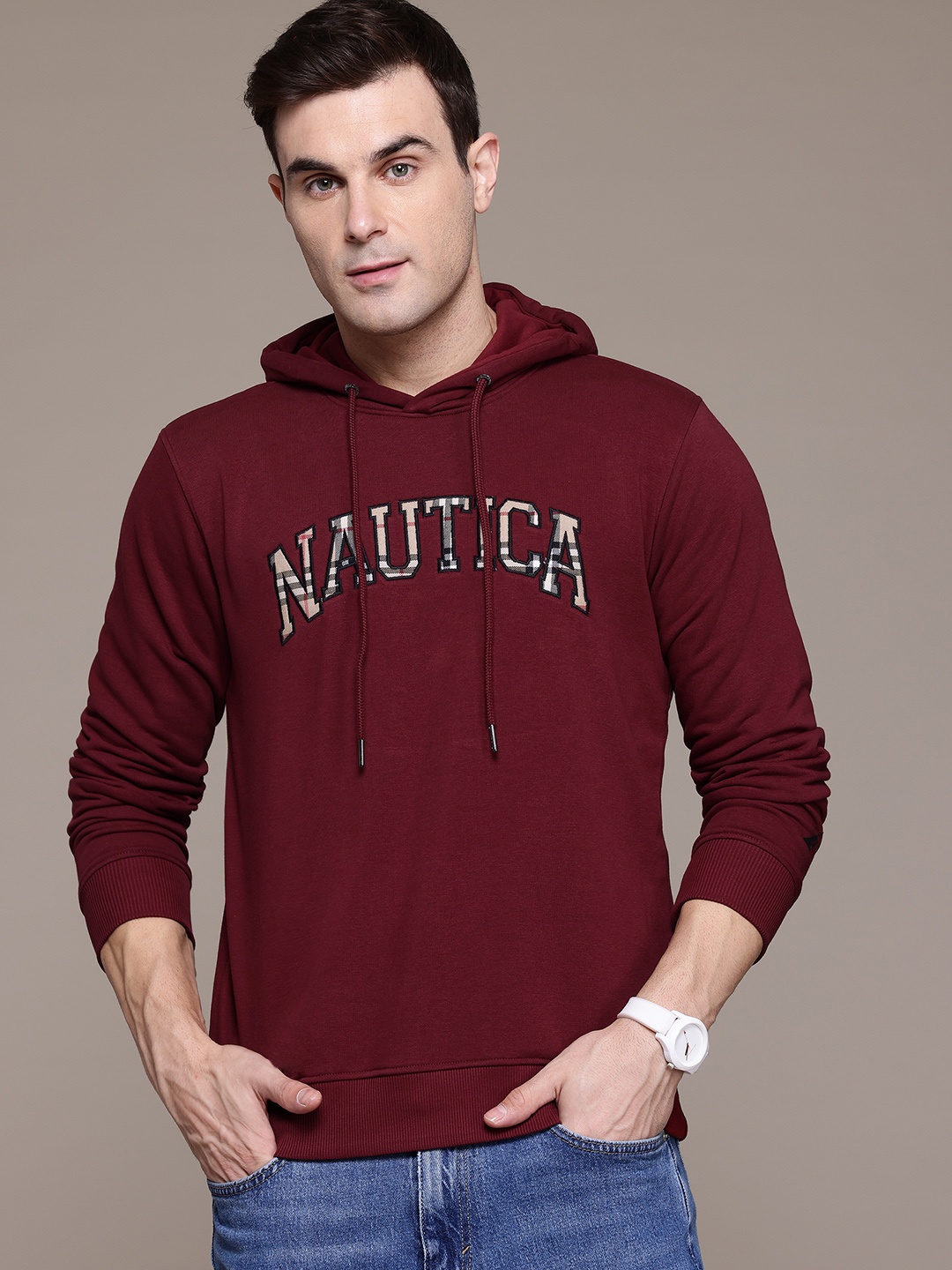 

Nautica Printed Hooded Sweatshirt, Burgundy