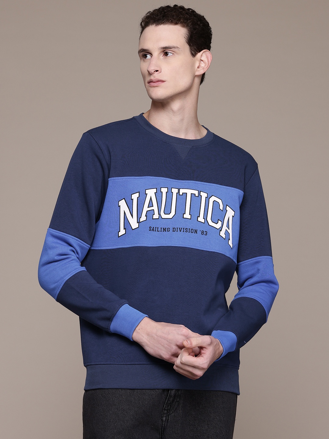 

Nautica Men Printed Sweatshirt, Blue