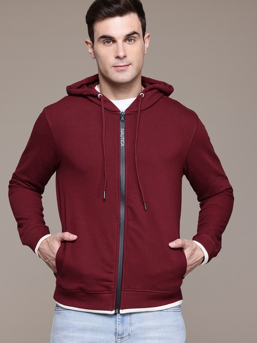 

Nautica Hooded Front-Open Sweatshirt, Maroon