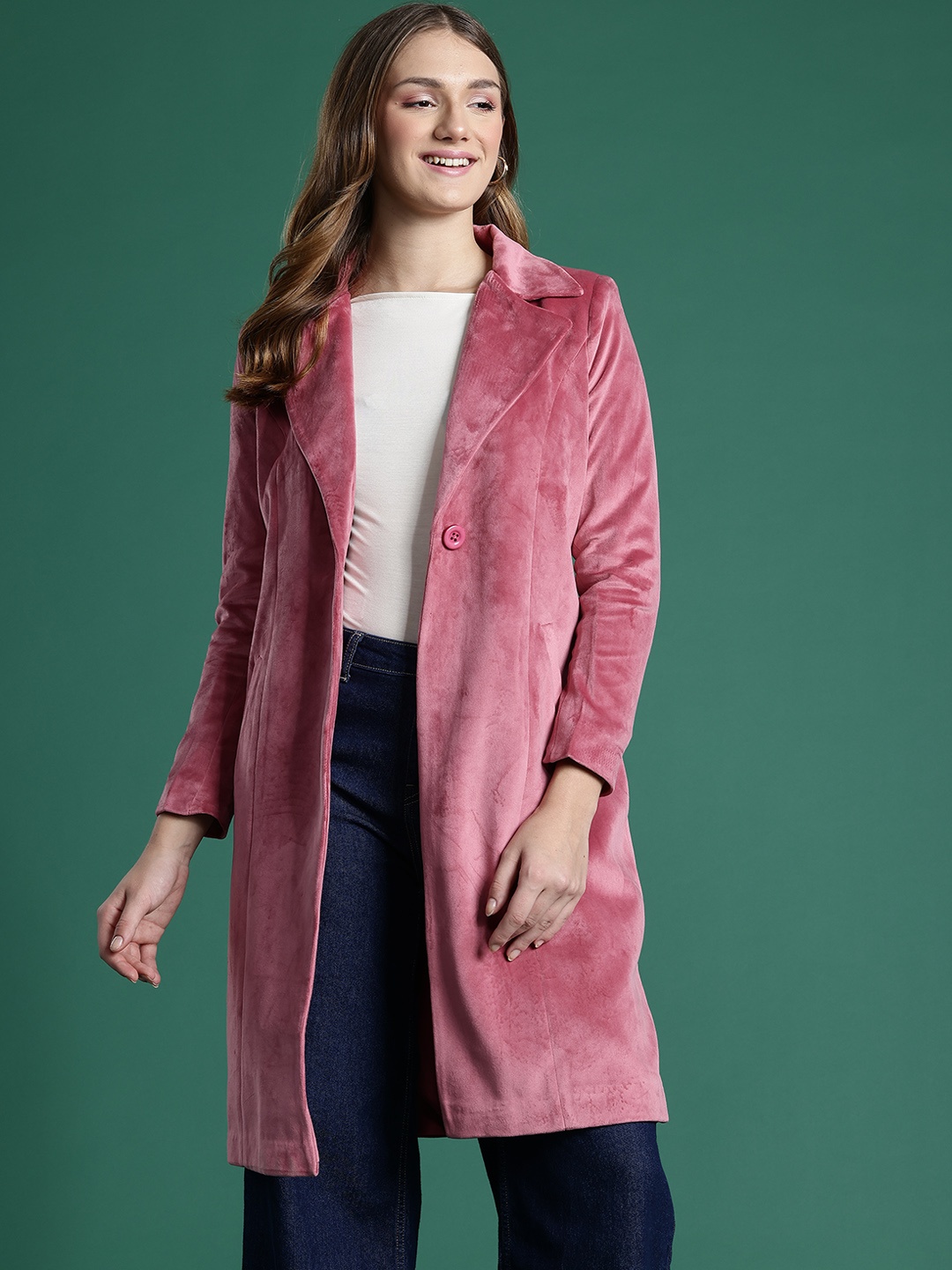 

DressBerry Notched Lapel Collar Overcoat, Mauve