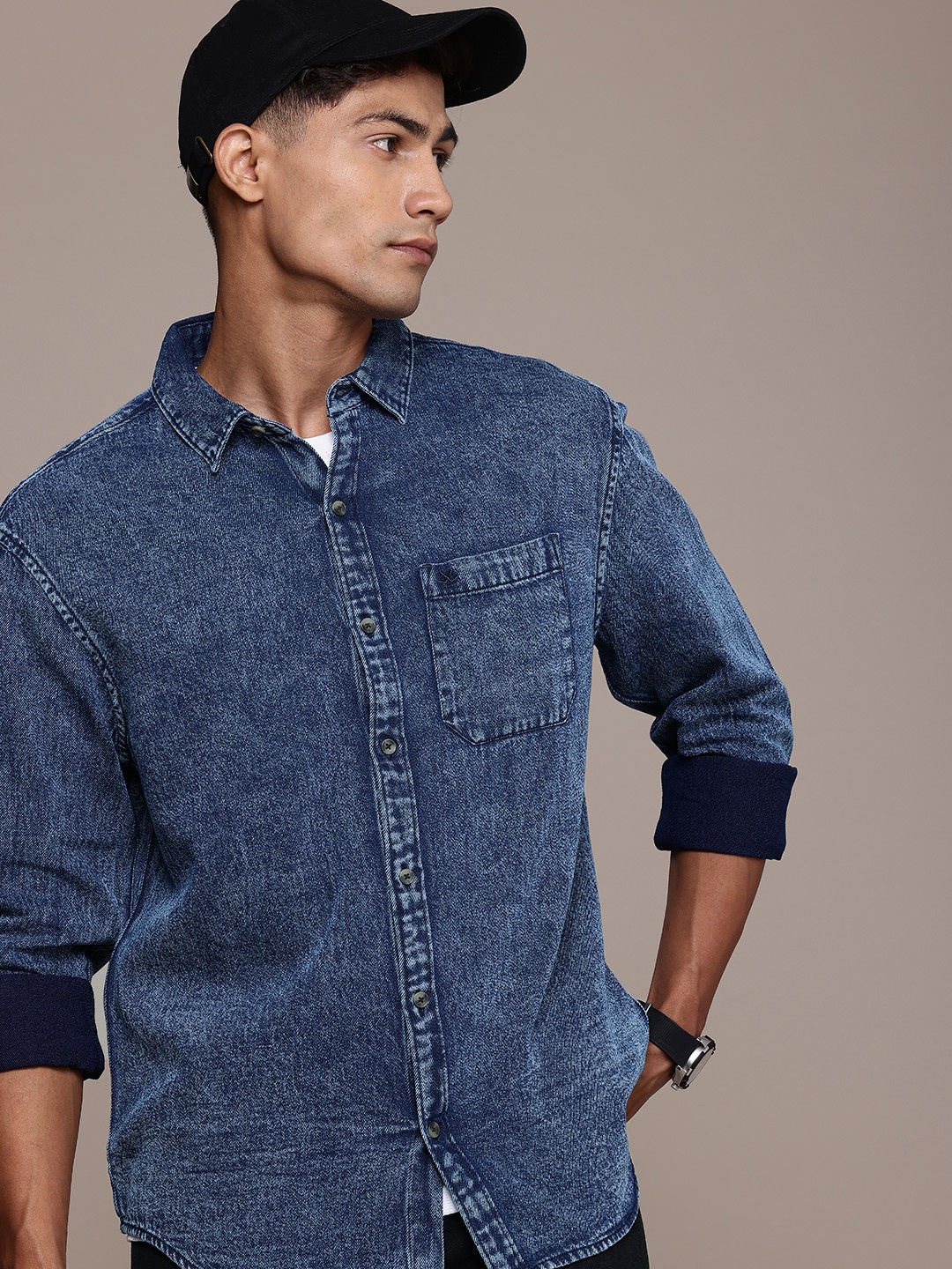 

WROGN Men Opaque Casual Shirt, Blue