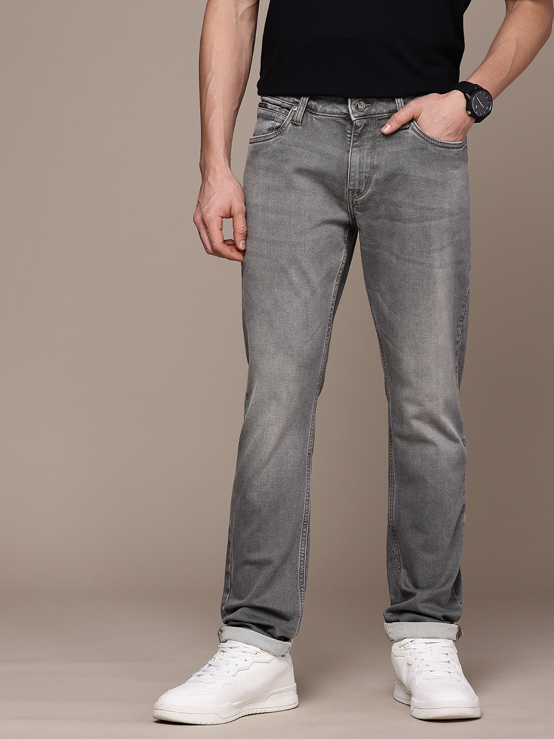 

Nautica Men Slim Fit Light Fade Stretchable Jeans, Grey