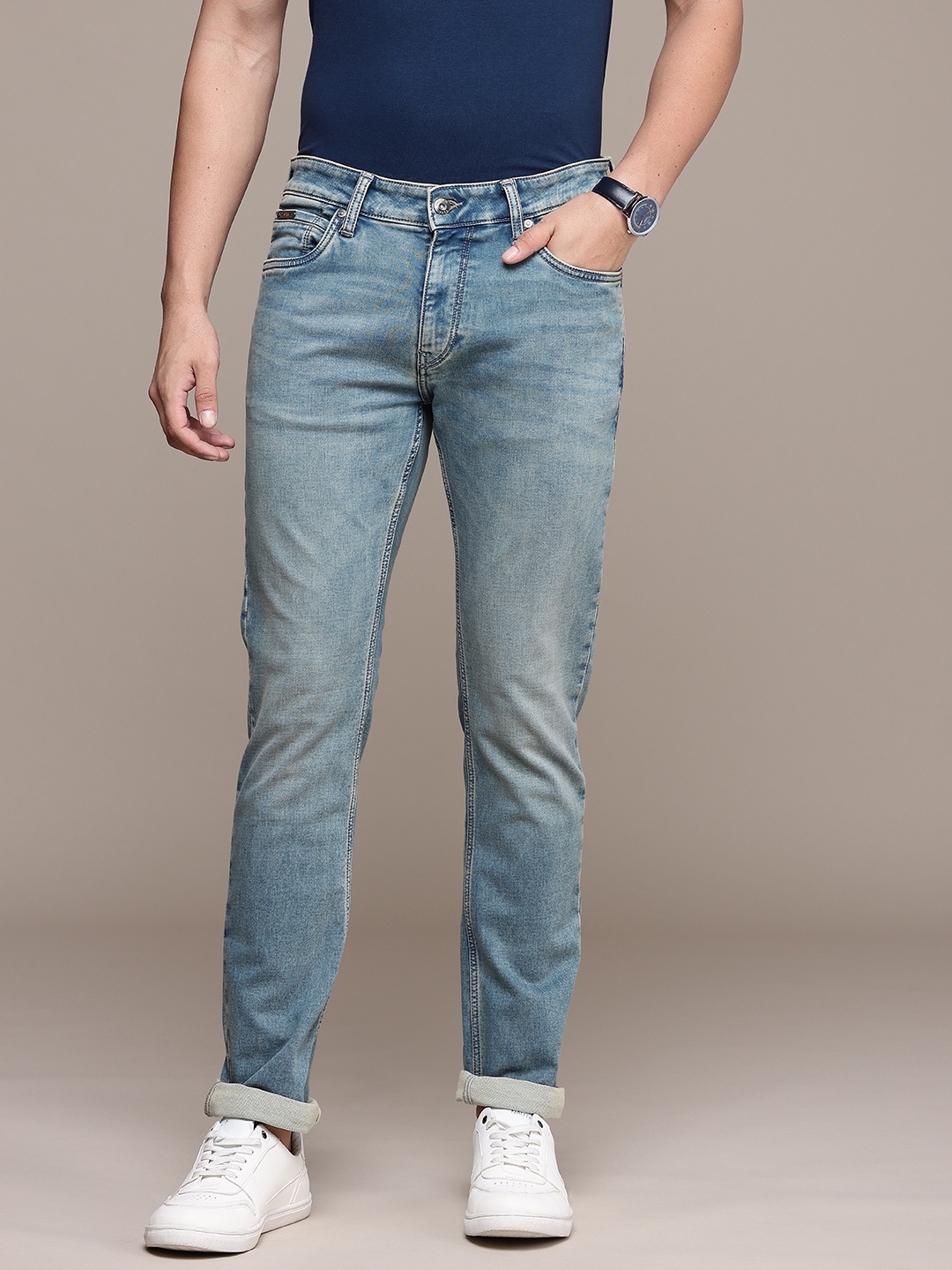 

Nautica Men Slim Fit Heavy Fade Stretchable Jeans, Blue