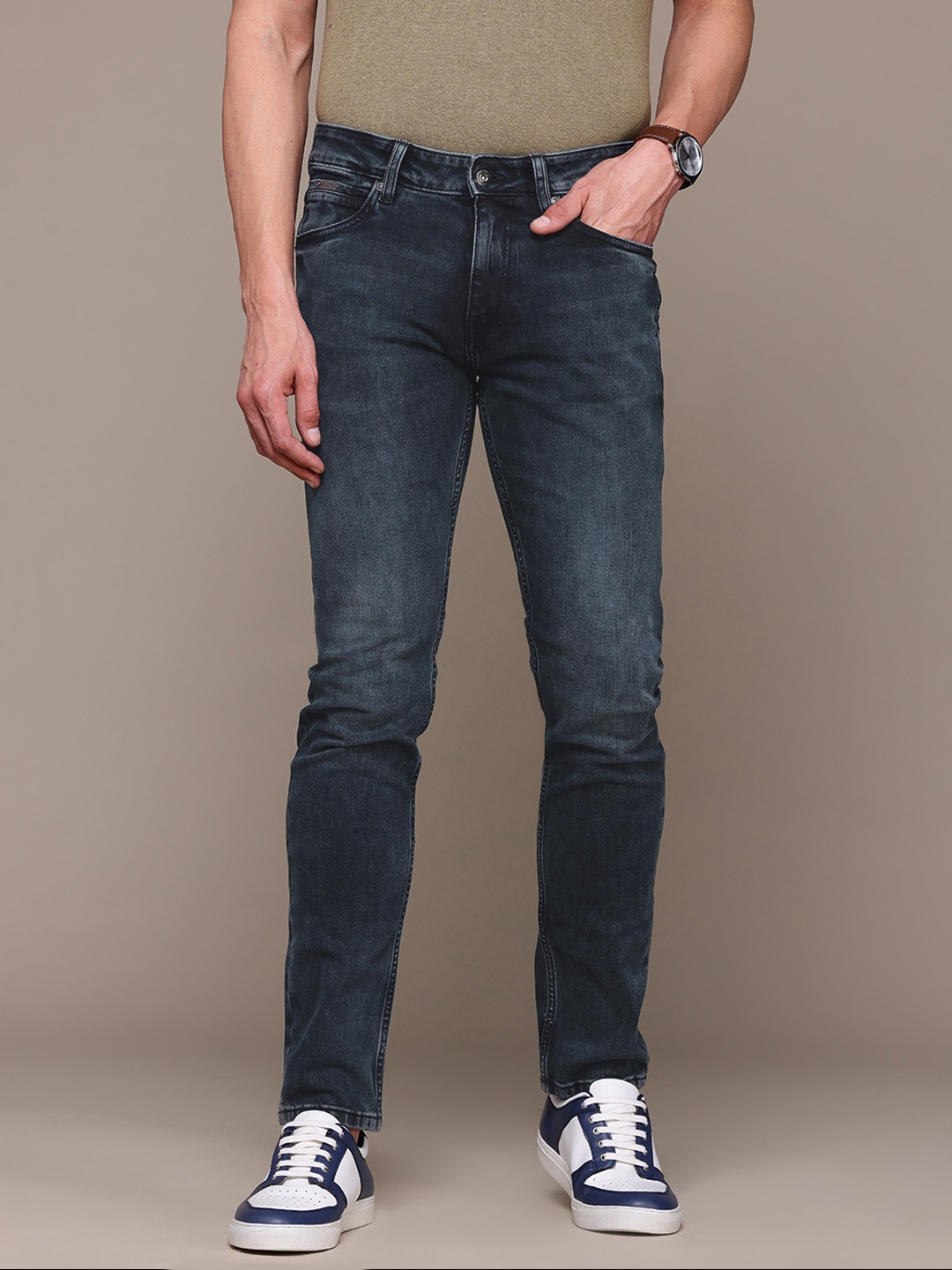

Nautica Plus Size Slim Fit Light Fade Stretchable Jeans, Navy blue