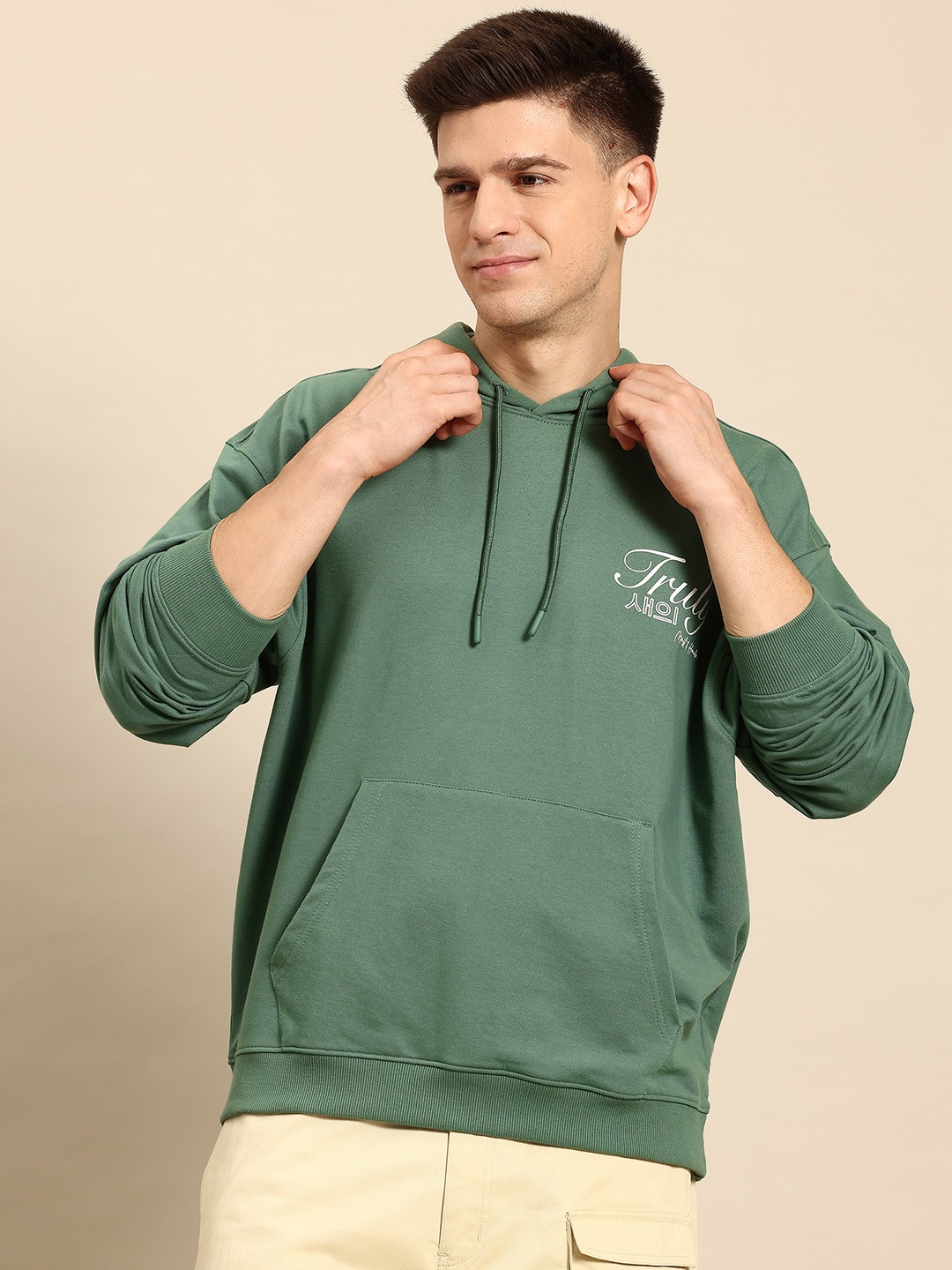 

Mast & Harbour Back Printed Hooded Sweatshirt, Green