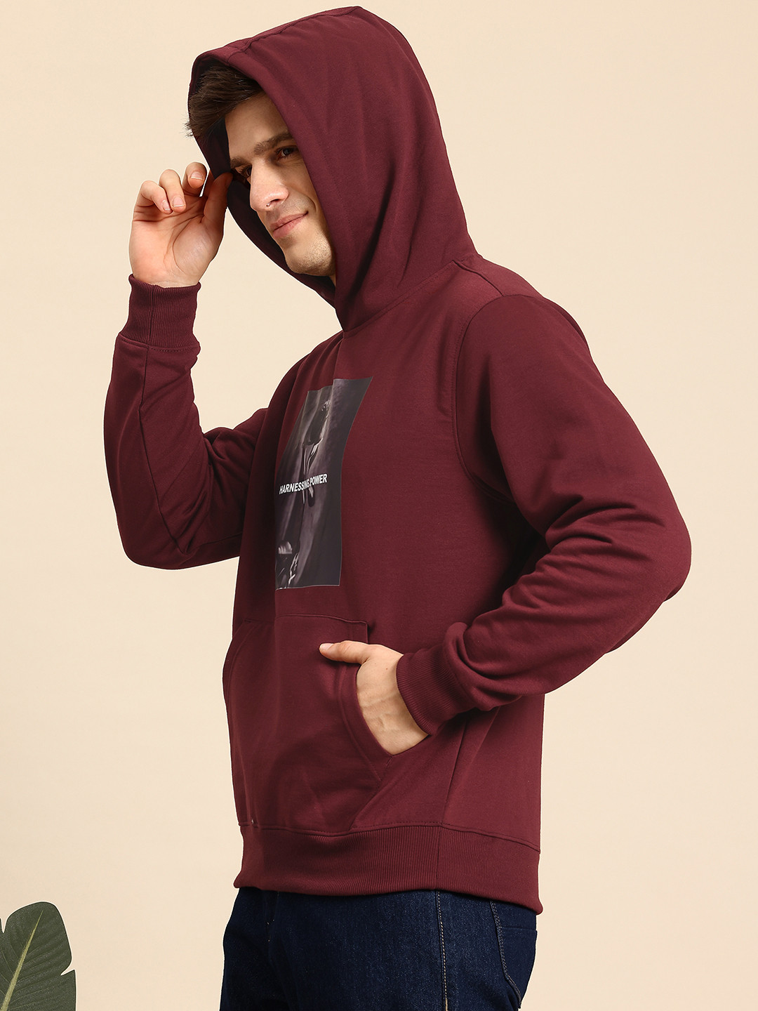 

Mast & Harbour Printed Hooded Sweatshirt, Maroon