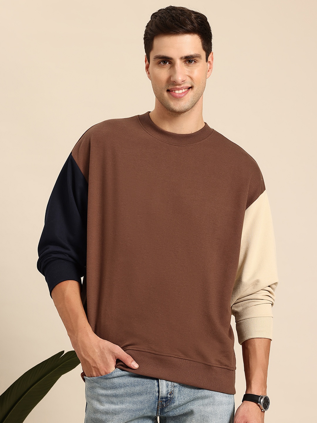 

Mast & Harbour Drop-Shoulder Sleeve Sweatshirt, Brown