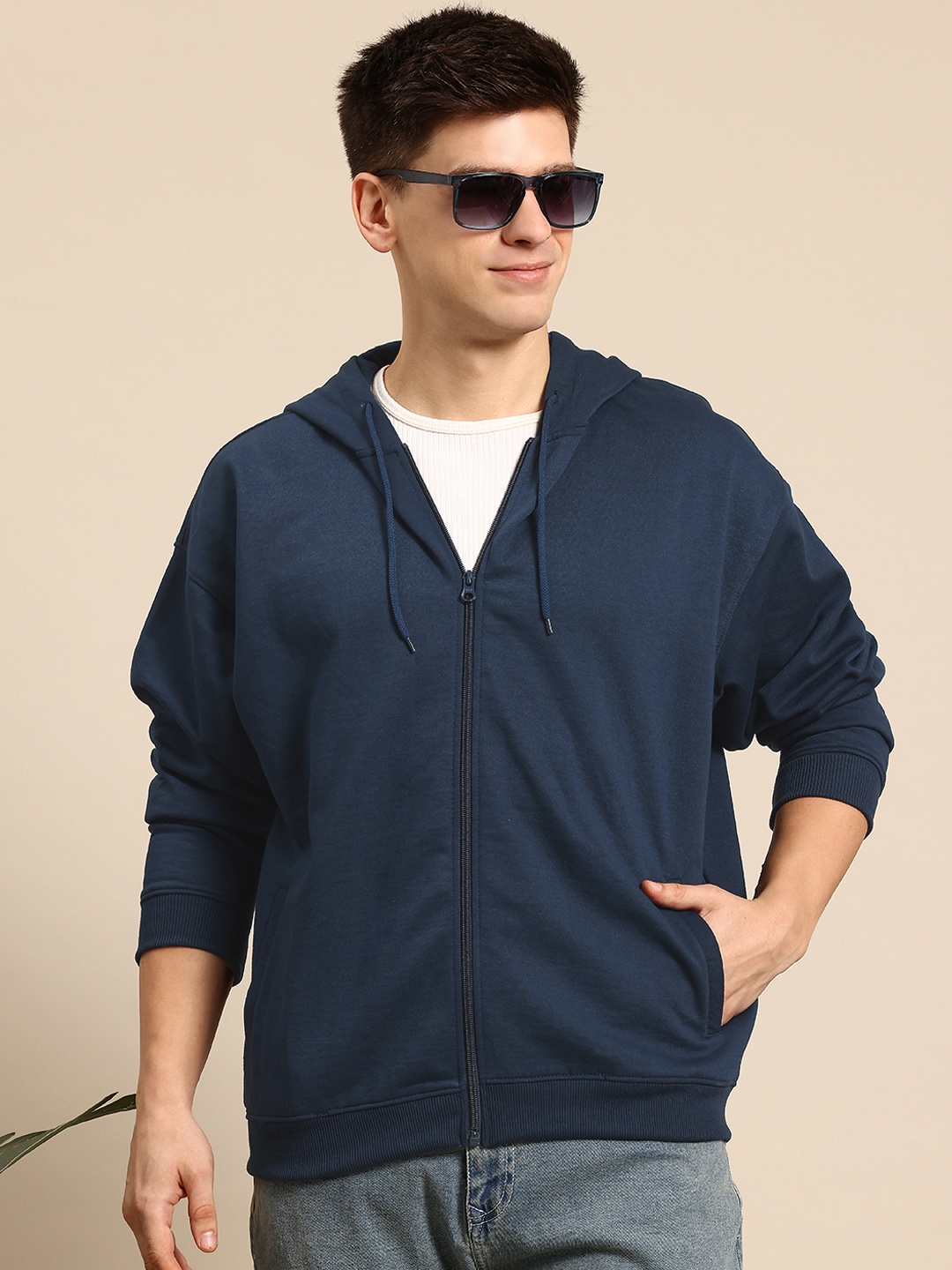 

Mast & Harbour Men Hooded Sweatshirt, Navy blue