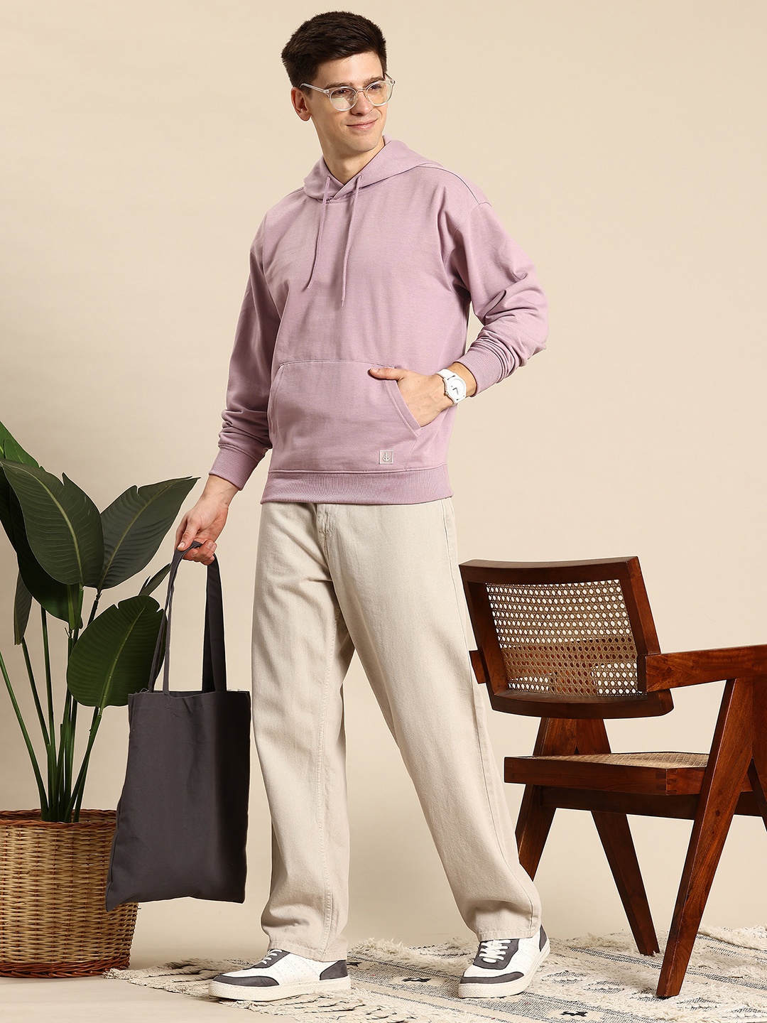 

Mast & Harbour Hooded Sweatshirt, Mauve