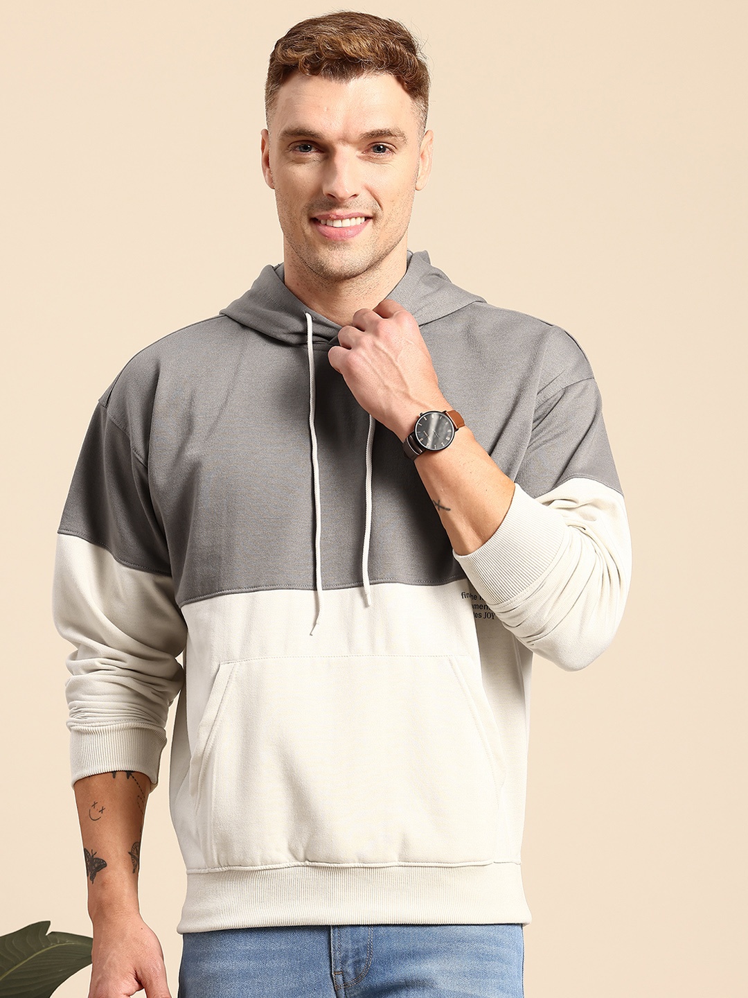

Mast & Harbour Colourblocked Hooded Sweatshirt, Grey