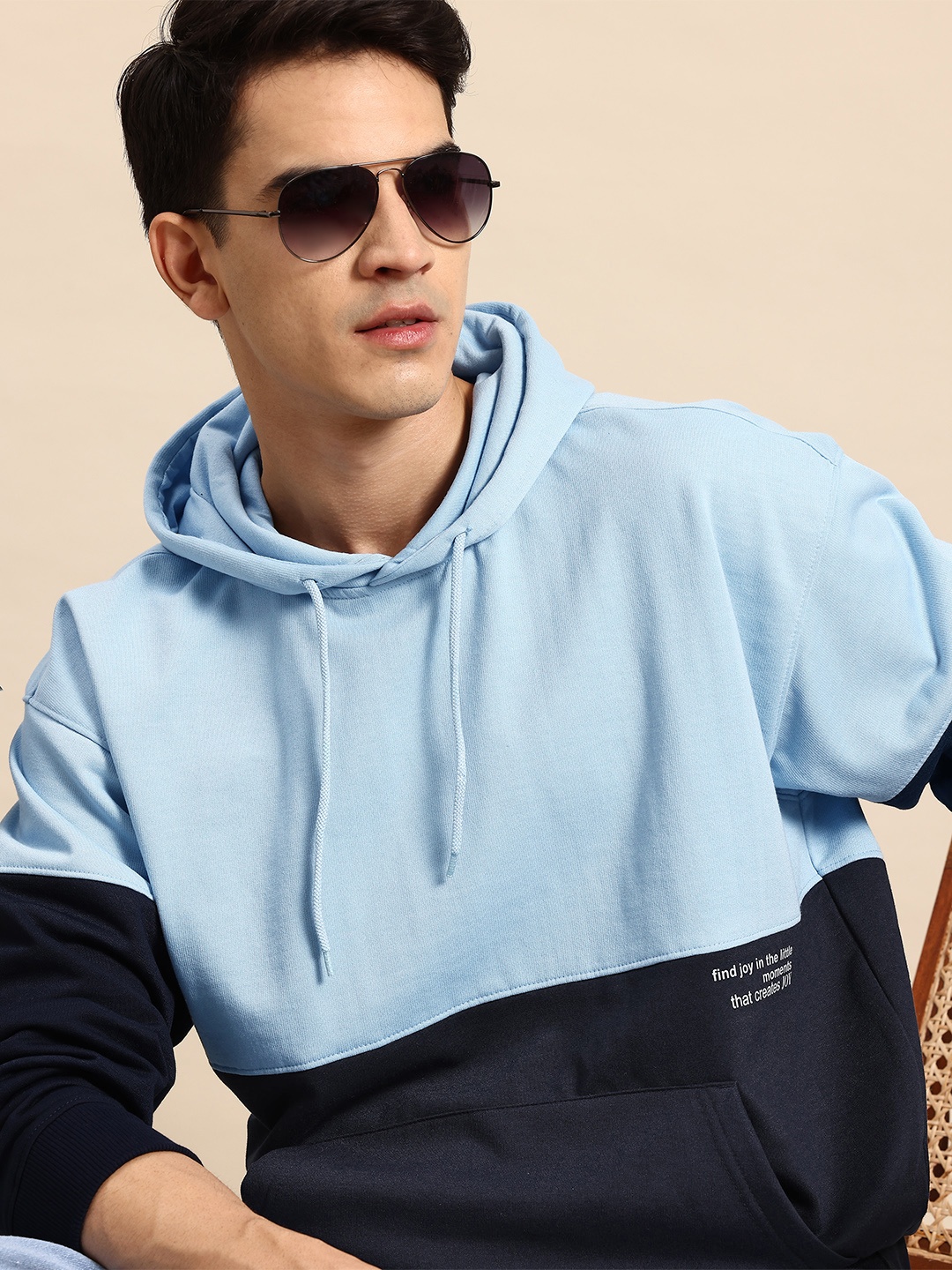 

Mast & Harbour Colourblocked Hooded Sweatshirt, Blue