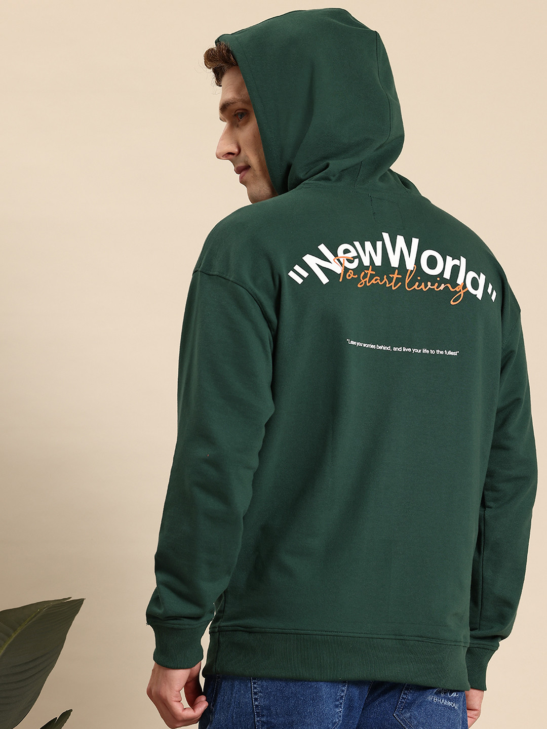

Mast & Harbour Printed Hooded Sweatshirt, Green