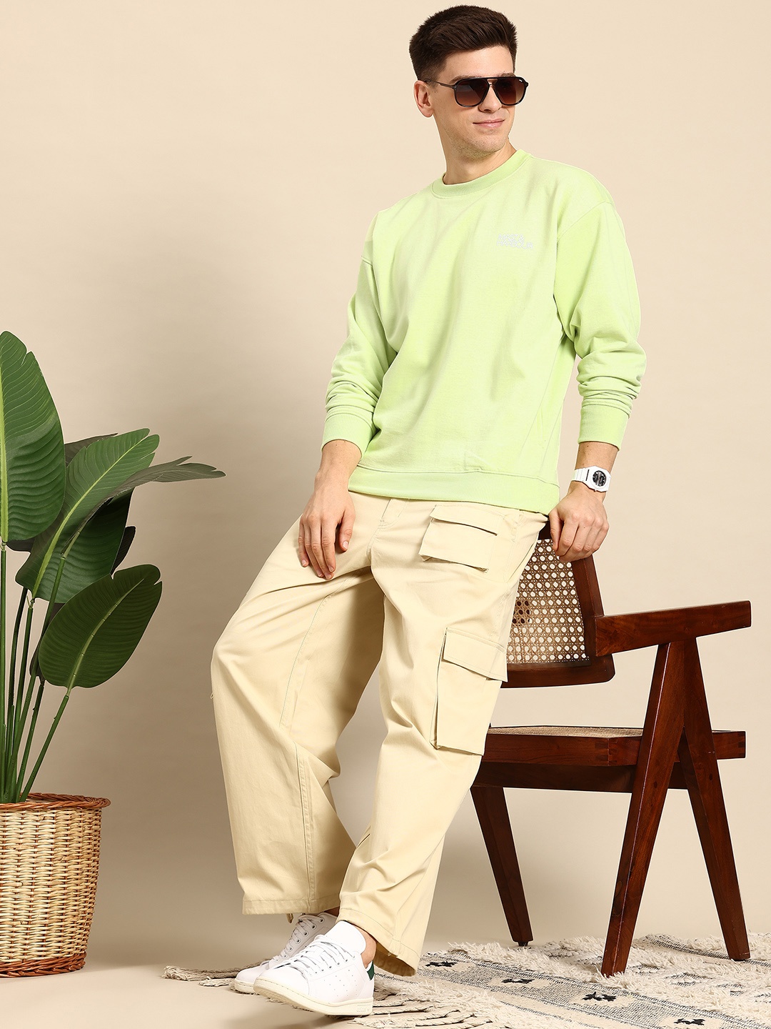

Mast & Harbour Drop-Shoulder Sweatshirt, Lime green