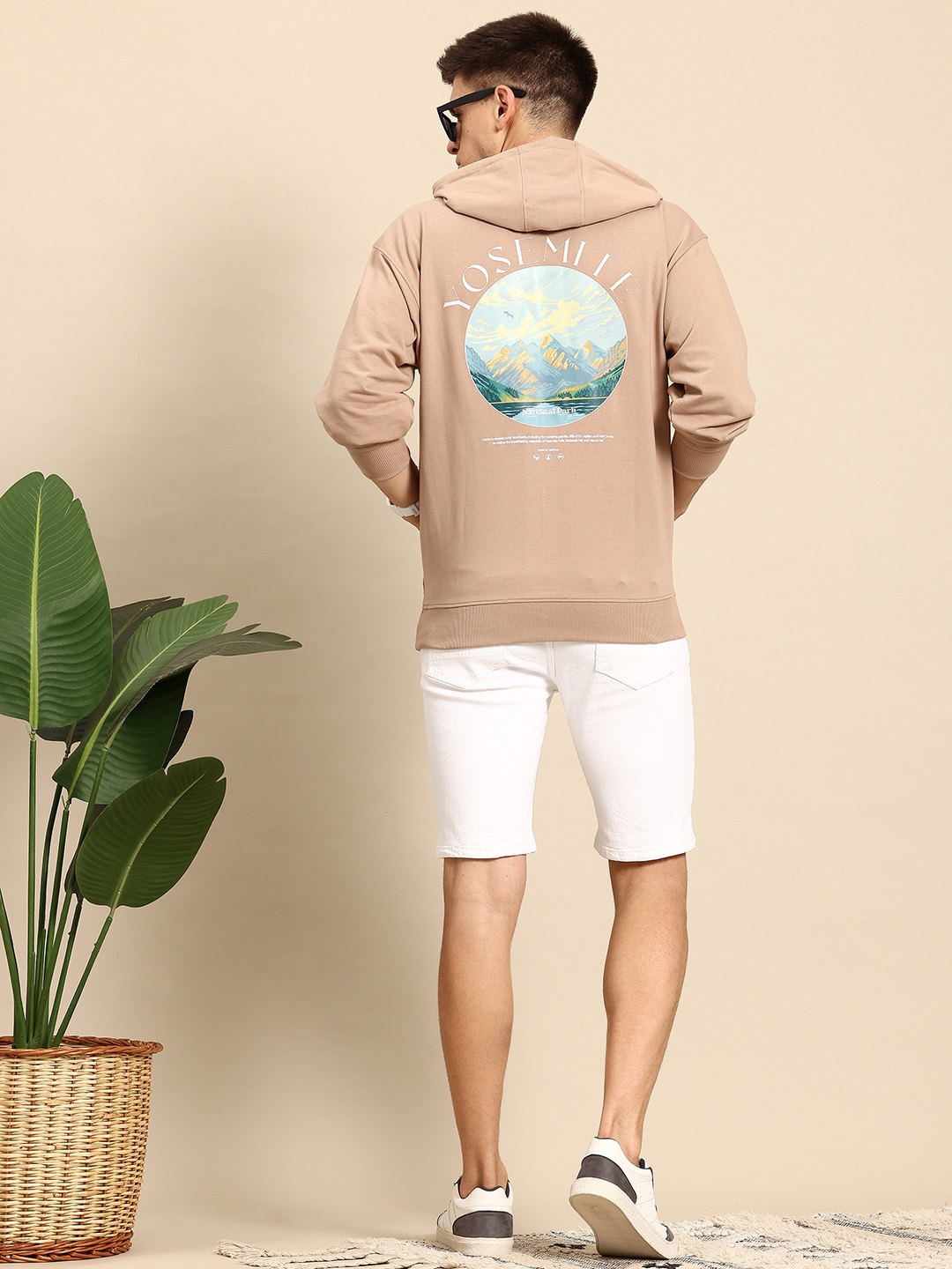 

Mast & Harbour Printed Hooded Sweatshirt, Taupe